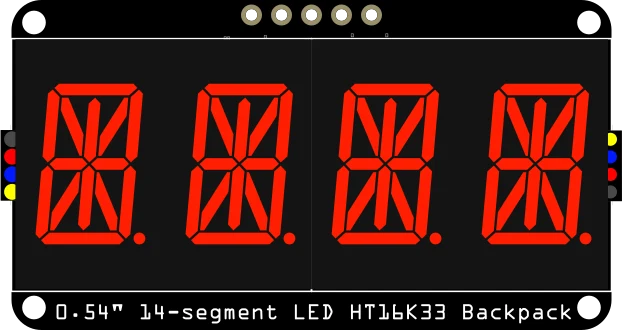 Quad Alphanumeric Display - Red 0.54" Digits w/ I2C Backpack illustration