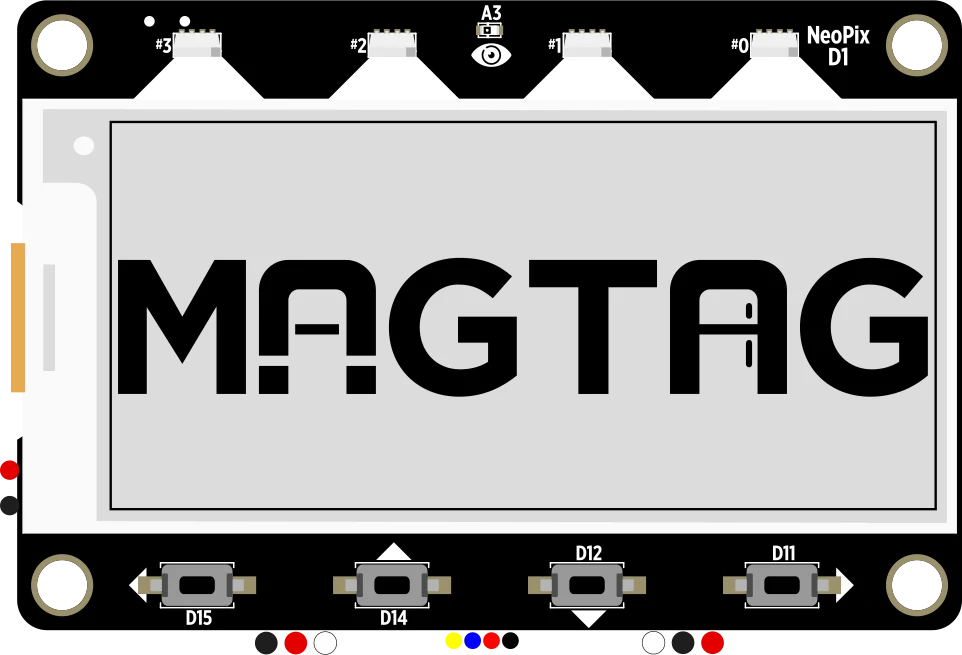Adafruit MagTag - 2.9" Grayscale E-Ink WiFi Display illustration
