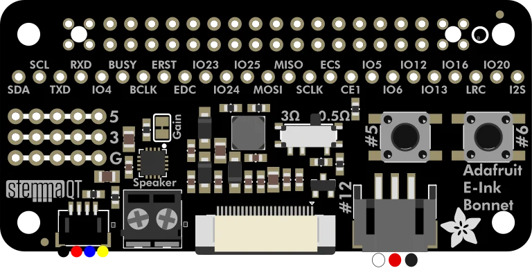 Adafruit E-Ink Bonnet for Raspberry Pi - 24-pin E-Paper Displays illustration