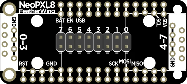 Adafruit NeoPXL8 FeatherWing for Feather M0 - 8 x DMA NeoPixels! illustration