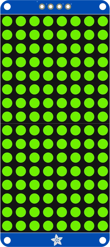 16x8 1.2" LED Matrix+Backpack UltraBright Round YellowGreen LEDs illustration