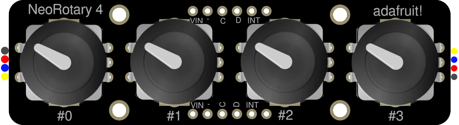 Adafruit I2C Quad Rotary Encoder Breakout with NeoPixel illustration