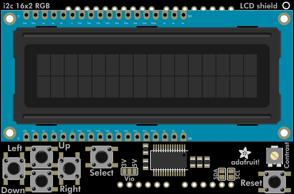 Adafruit I2C Controlled + Keypad Shield Kit for 16x2 LCD illustration