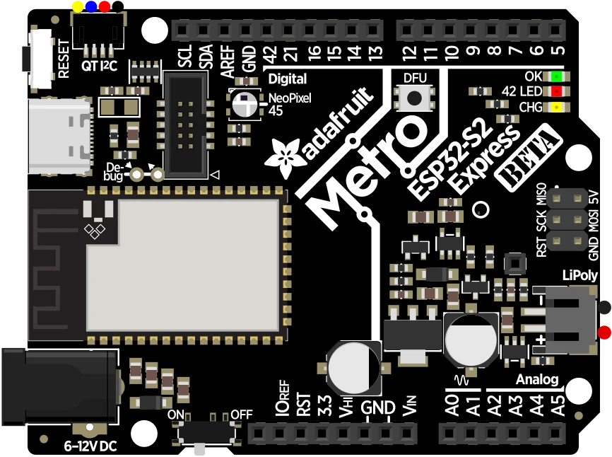 Adafruit Metro ESP32-S2 illustration