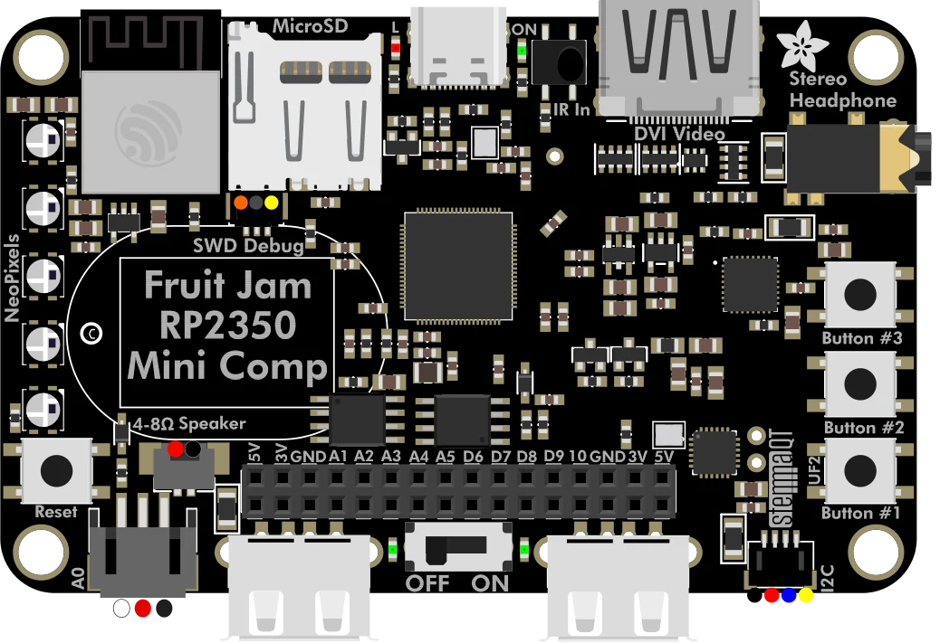 Adafruit Fruit Jam - Mini RP2350 Computer illustration