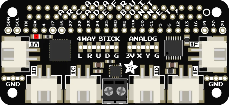 Adafruit Arcade Bonnet for Raspberry Pi with JST Connectors illustration