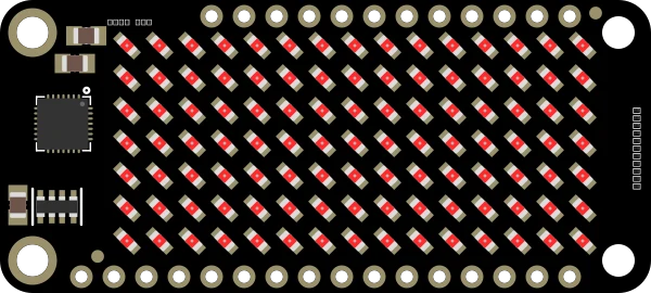 Adafruit 15x7 CharliePlex LED Matrix Display FeatherWing - Red illustration