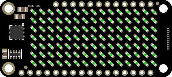 Adafruit 15x7 CharliePlex LED Matrix Display FeatherWing - Green illustration