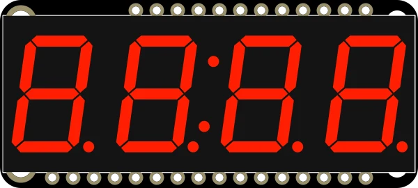 Adafruit 0.56" 4-Digit 7-Segment FeatherWing Display - Red illustration