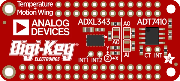Adafruit ADXL343 + ADT7410 Sensor FeatherWing illustration