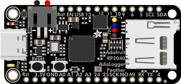 Adafruit Feather RP2040 Adalogger - 8MB Flash with microSD Card illustration